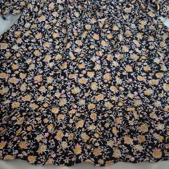 LOFT Black and Yellow Floral Long Sleeve Dress - Picture 16 of 16
